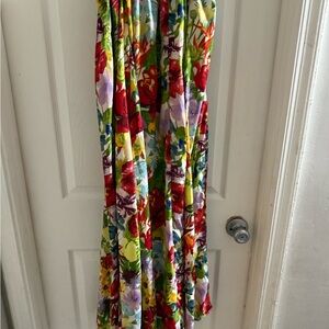 Red and Green Ruffled Tiered Maxi Skirt